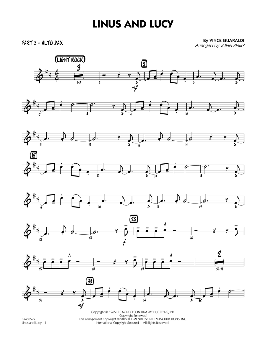 Linus And Lucy - Part 3 - Eb Alto Sax