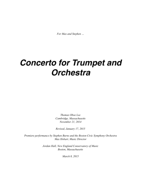 Concerto for Trumpet and Orchestra (2014)
