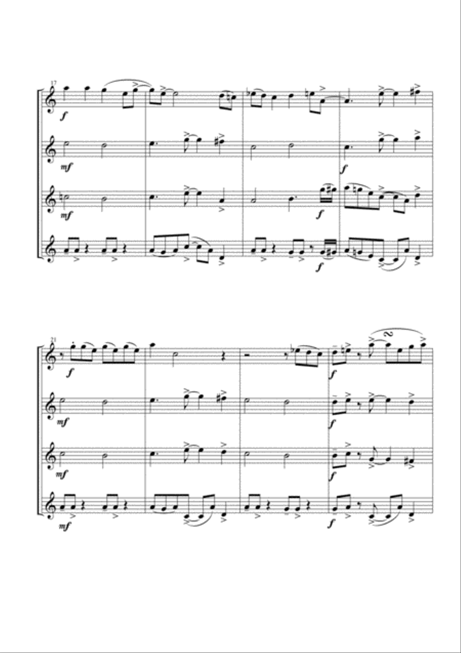 Smoke On The Water Woodwind Quartet scores gallery preview page 4