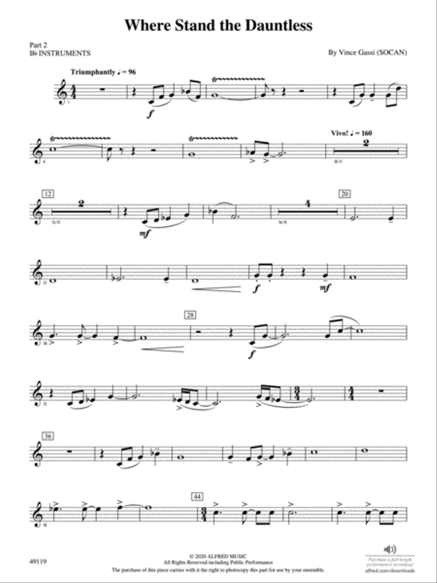 Where Stand the Dauntless: Part 2 - B-flat Instruments Concert Band scores gallery preview page 1