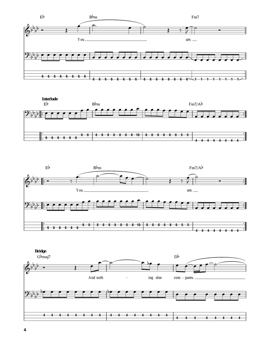 Clocks Bass Guitar Tablature scores gallery preview page 4