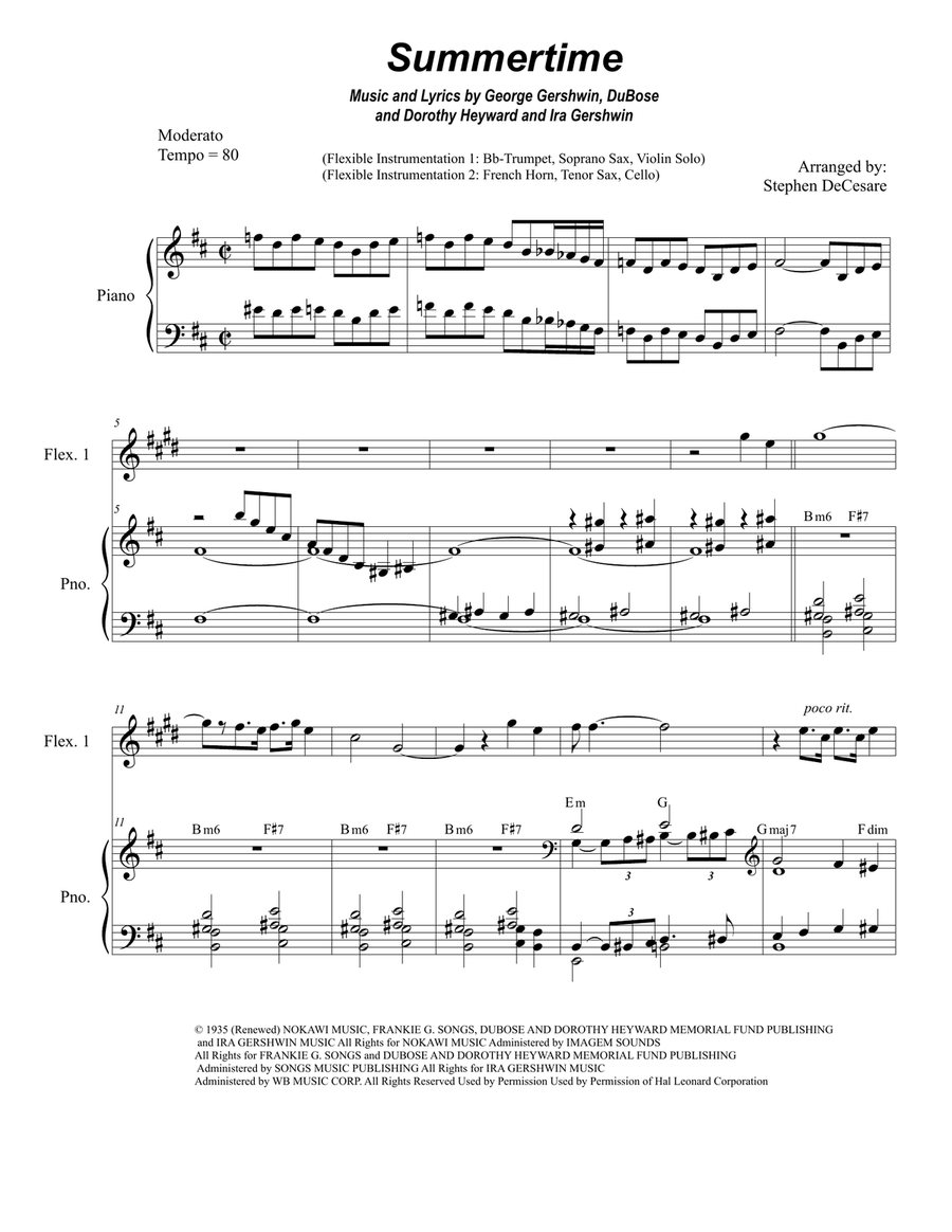 Summertime Large Ensemble scores gallery preview page 1