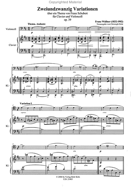 22 Variationen über ein Thema von Franz Schubert für Clavier und Violoncell op. 39