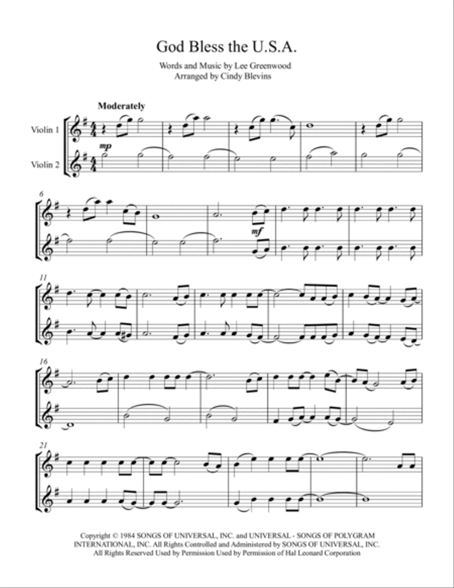 God Bless The U.S.A. String Duet scores gallery preview page 6