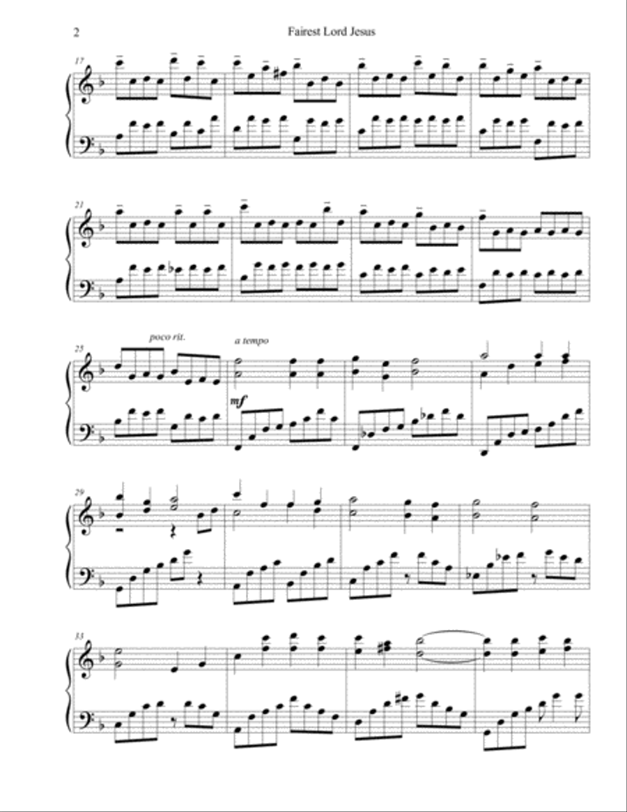 Fairest Lord Jesus (piano solo), arr. Brenda Portman Piano Solo scores gallery preview page 2