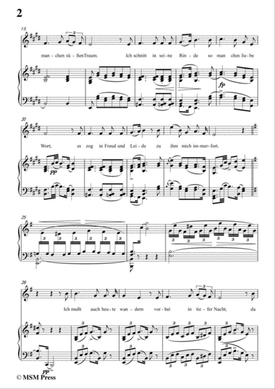Schubert-Der Lindenbaum,Op.89,No.5,in E Major,for Voice and Piano Voice Solo scores gallery preview page 4