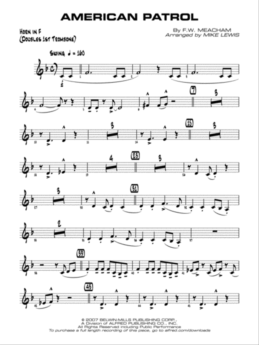 American Patrol: 1st F Horn Jazz Ensemble scores gallery preview page 1