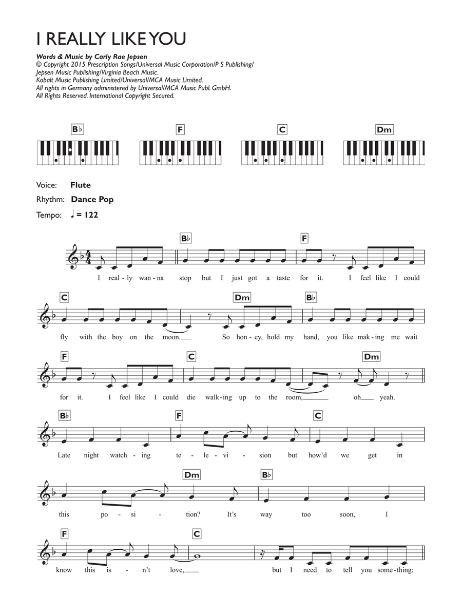 I Really Like You Piano scores gallery preview page 1