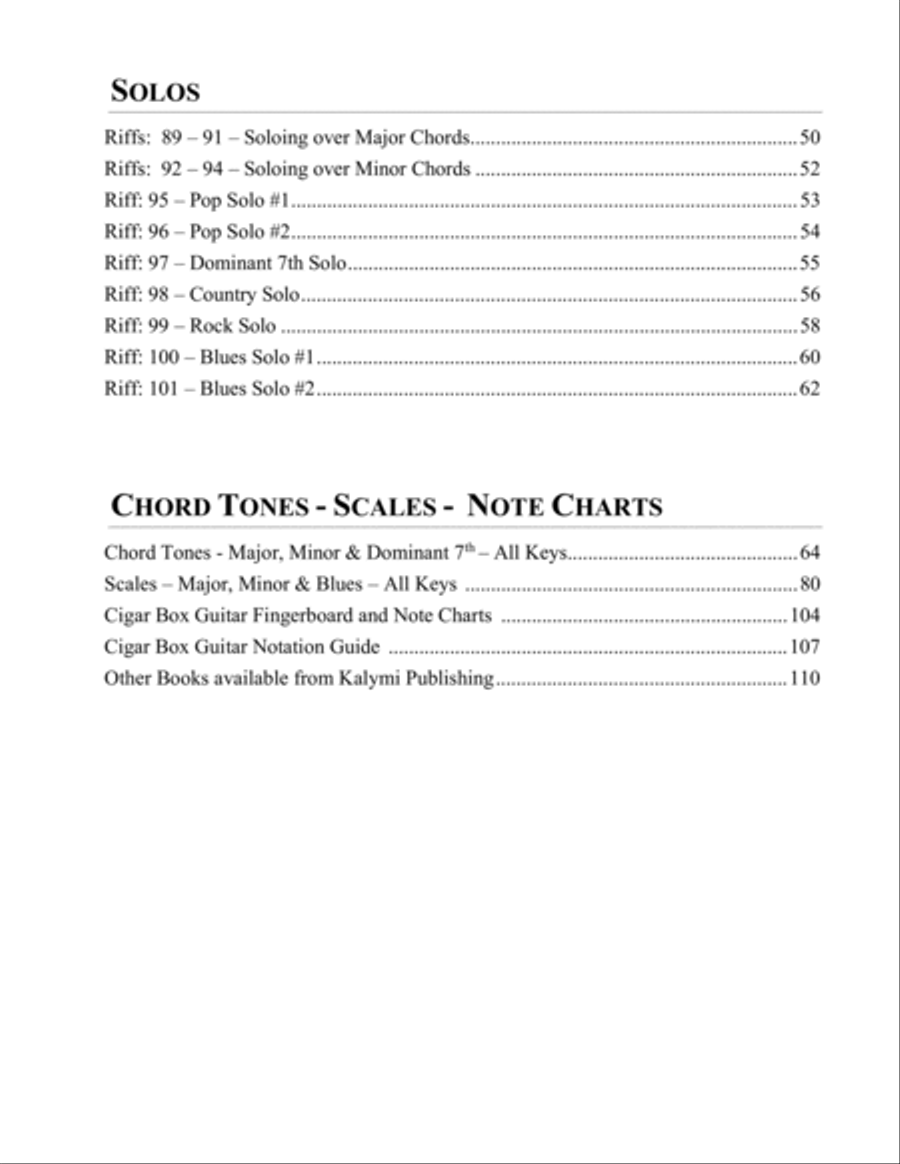 101 Riffs & Solos for 4-String Cigar Box Guitar - GDGB Electric Guitar scores gallery preview page 6