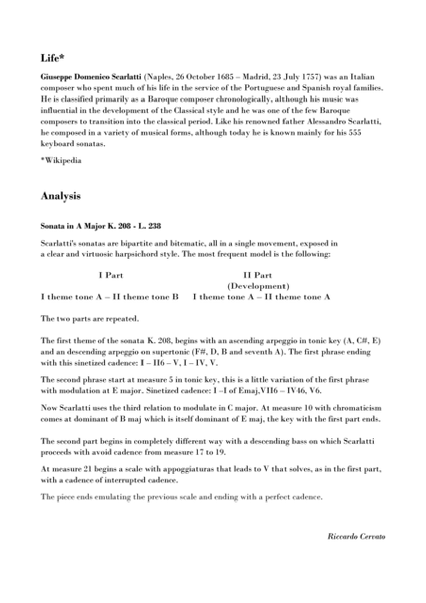 Sonata in A major K. 208 image number null