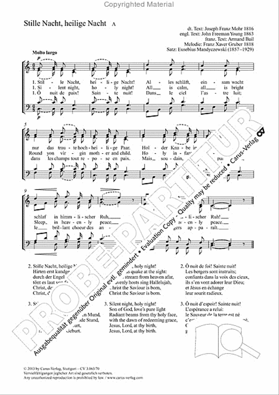 Silent night, holy night (Stille Nacht, heilige Nacht) 4-Part scores gallery preview page 2