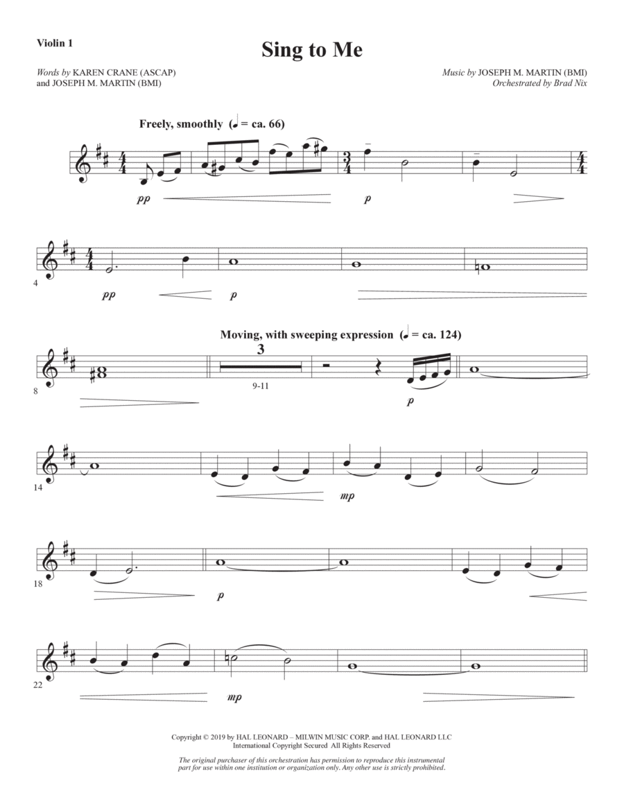 Sing to Me - Violin 1 Sing to Me - Violin 1 Choir scores gallery preview page 1