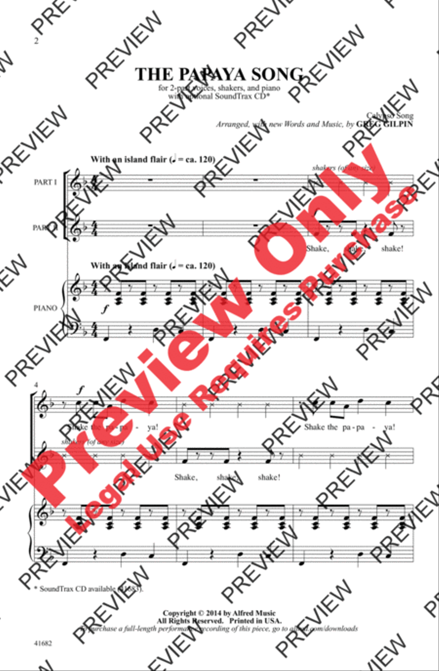 The Papaya Song 2-Part scores gallery preview page 2
