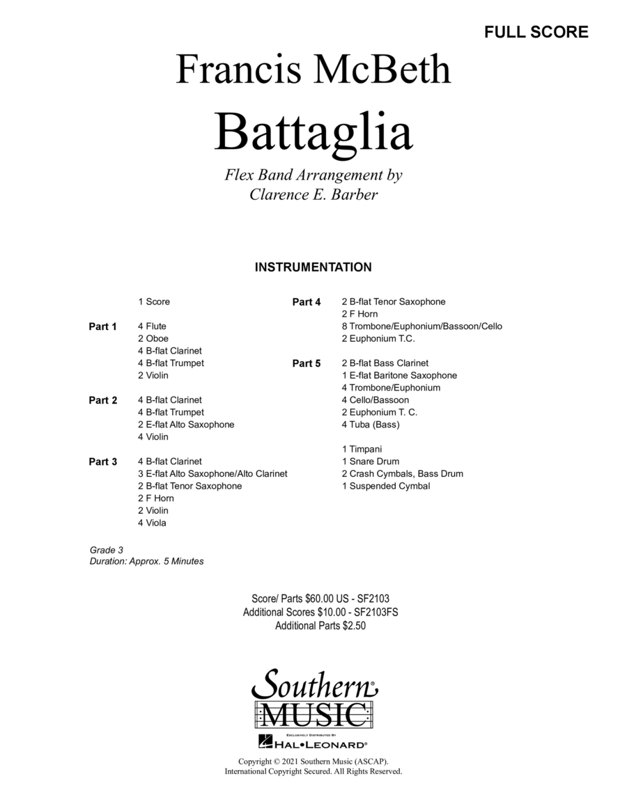 Battaglia - Full Score Concert Band scores gallery preview page 1