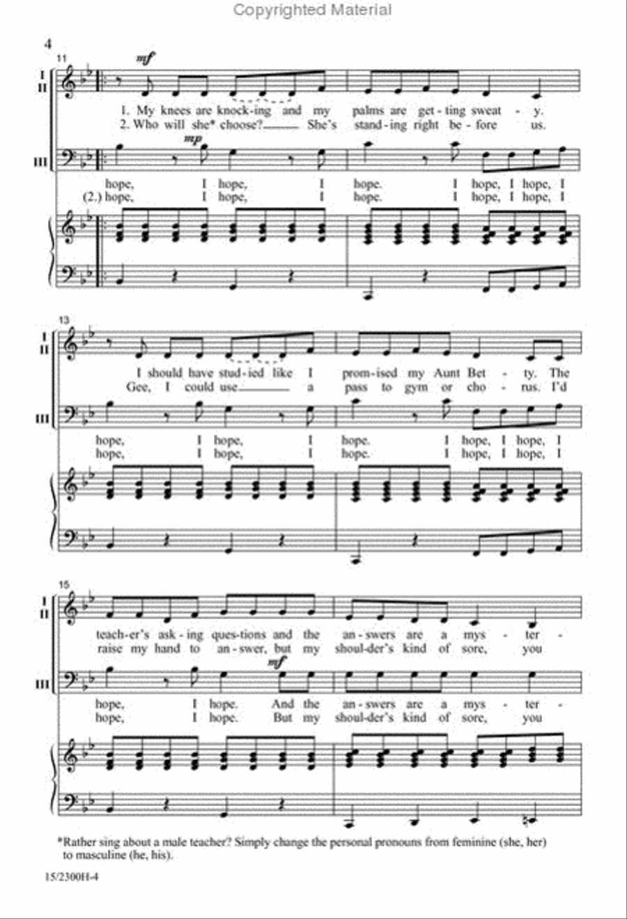 I Hope the Teacher Won't Call on Me! 3-Part scores gallery preview page 4