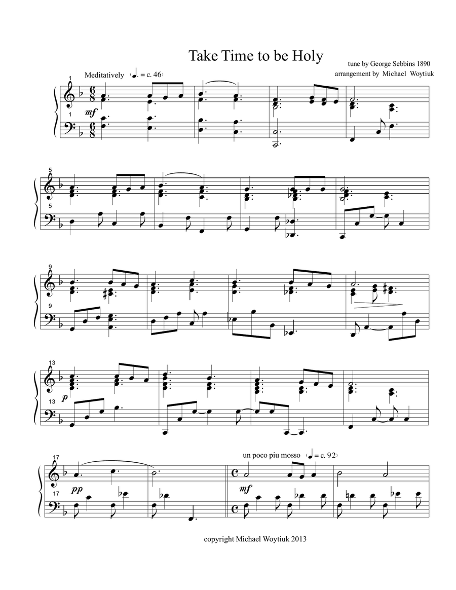 Take Time To Be Holy Piano Solo scores gallery preview page 1