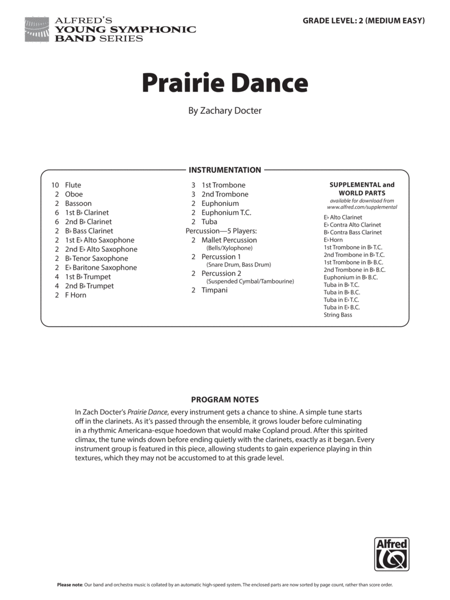 Prairie Dance: Score