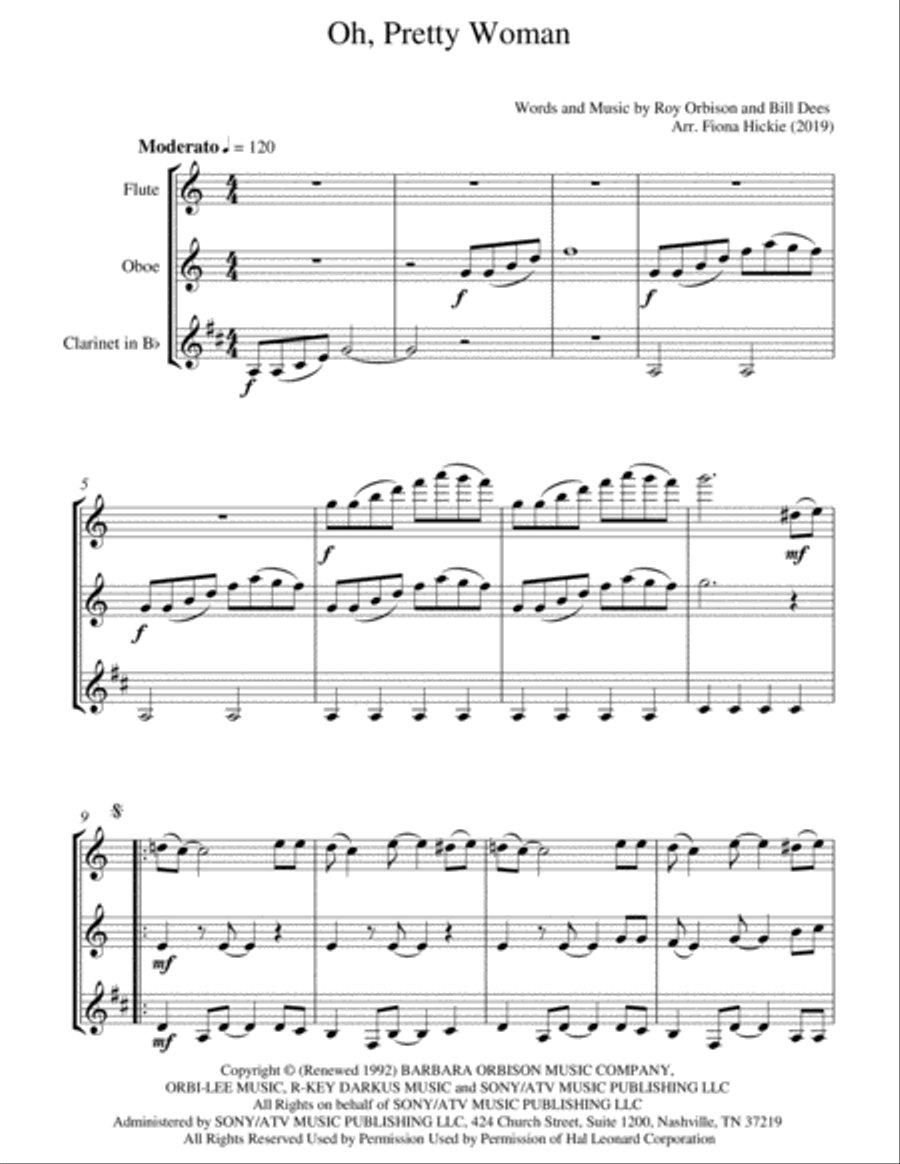 Oh, Pretty Woman Woodwind Trio scores gallery preview page 2