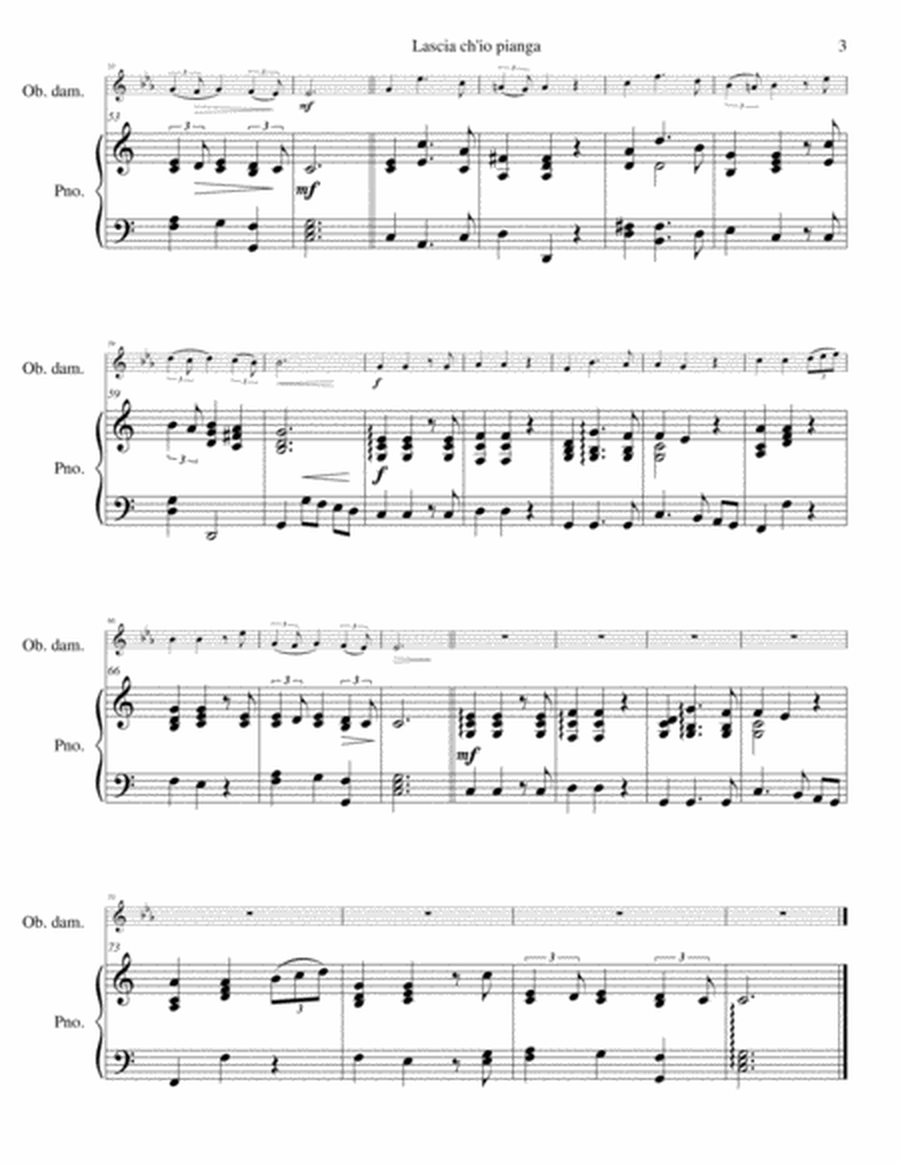 Lascia ch'io pianga for oboe d'amore and piano image number null