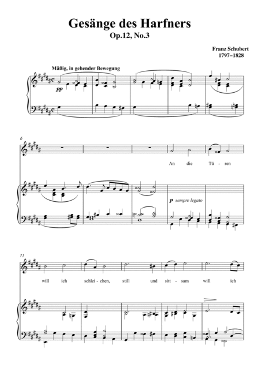 Schubert-An die Türen will ich schleichen Op.12 No.3 in#G minor,for Vocal and Piano Voice scores gallery preview page 2