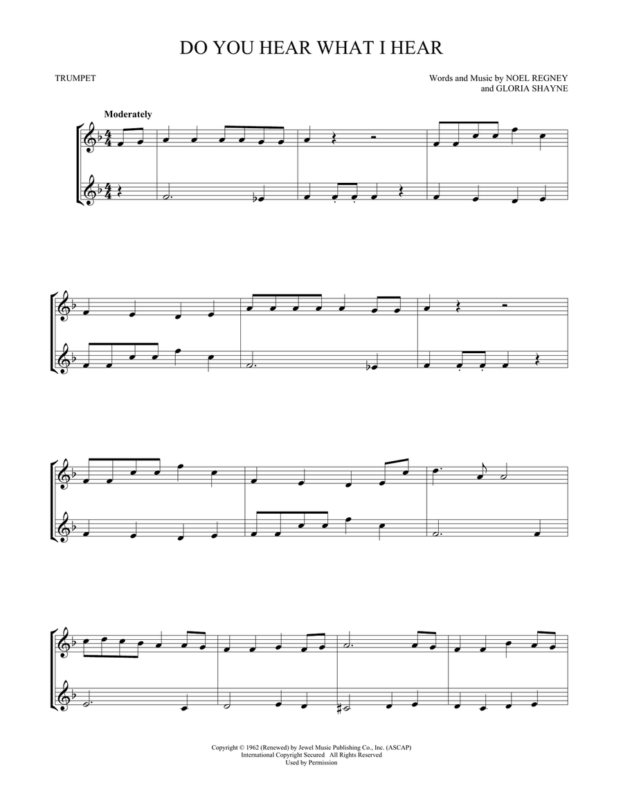 Do You Hear What I Hear Trumpet Duet scores gallery preview page 1