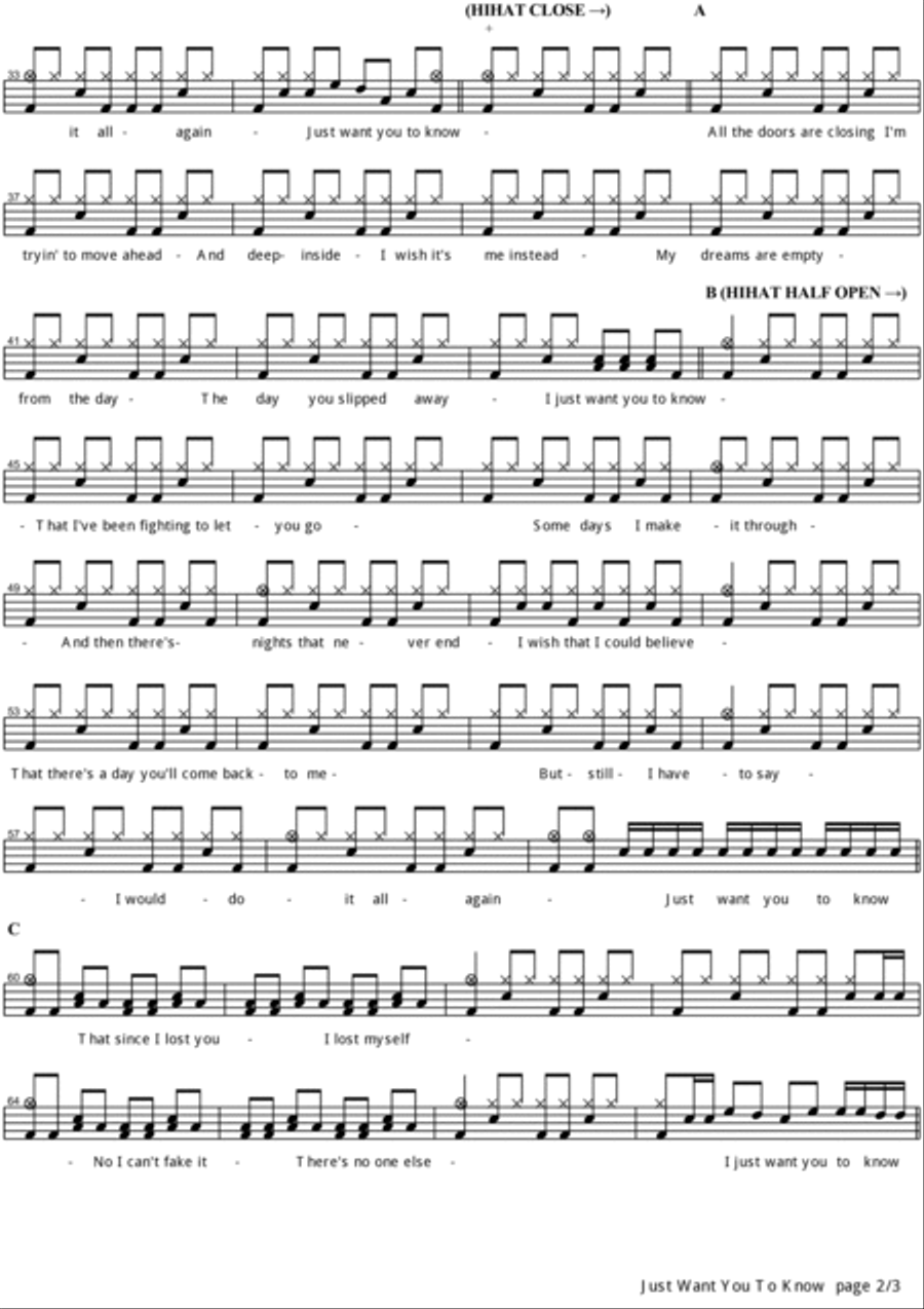 Just Want You To Know Drum Set scores gallery preview page 2