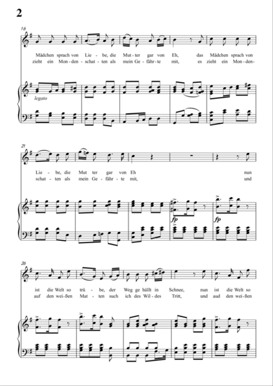 Schubert-Gute Nacht,from 'Winterreise',Op.89(D.911) No.1 in e minor,for Vocal and Piano Voice scores gallery preview page 3