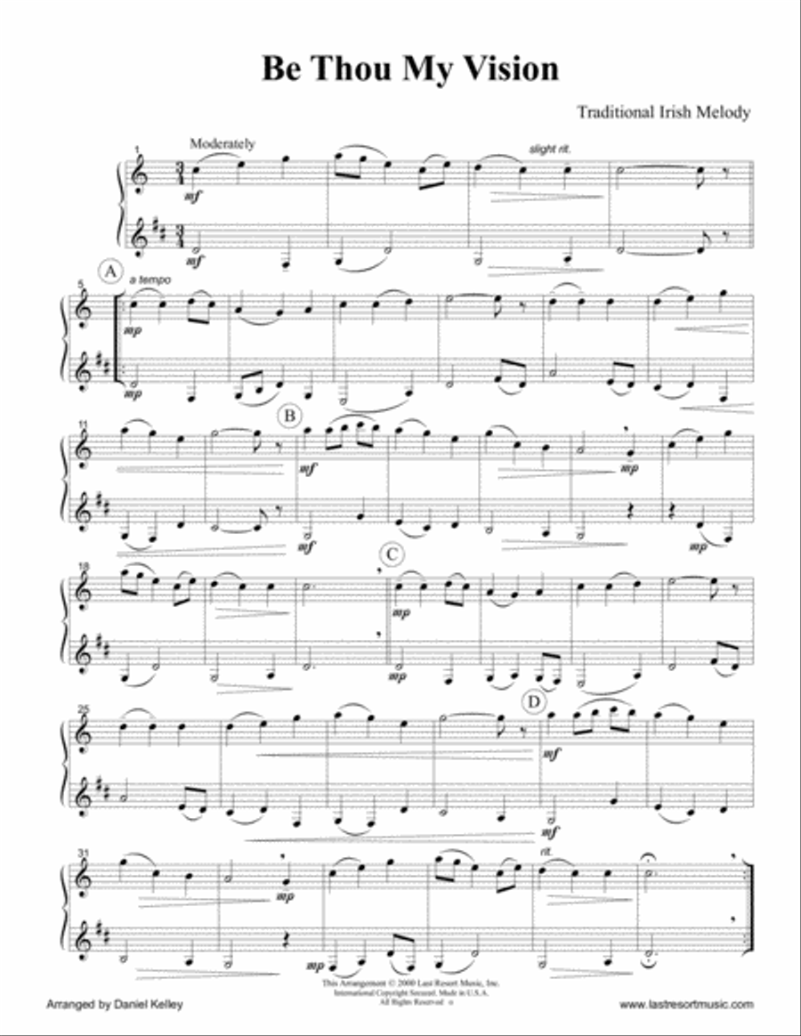 Be Thou My Vision Duet for Flute or Oboe or Violin & Clarinet Duet - Music for Two Small Ensemble scores gallery preview page 2