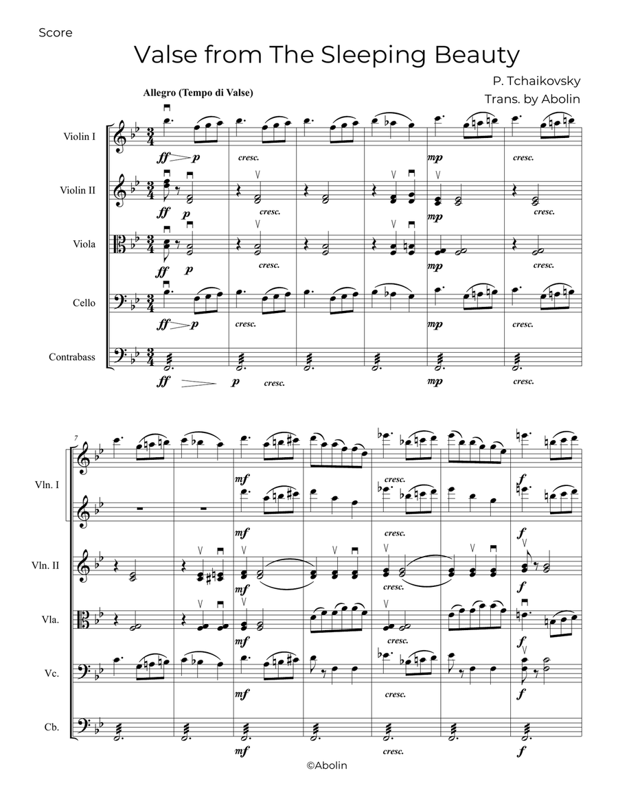 Tchaikovsky: Valse from The Sleeping Beauty - String Orchestra String Orchestra scores gallery preview page 2
