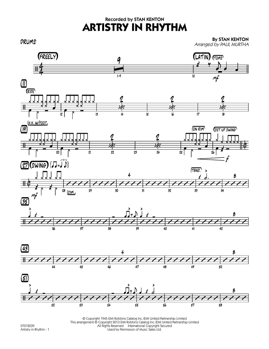 Artistry in Rhythm - Drums Jazz Ensemble scores gallery preview page 1