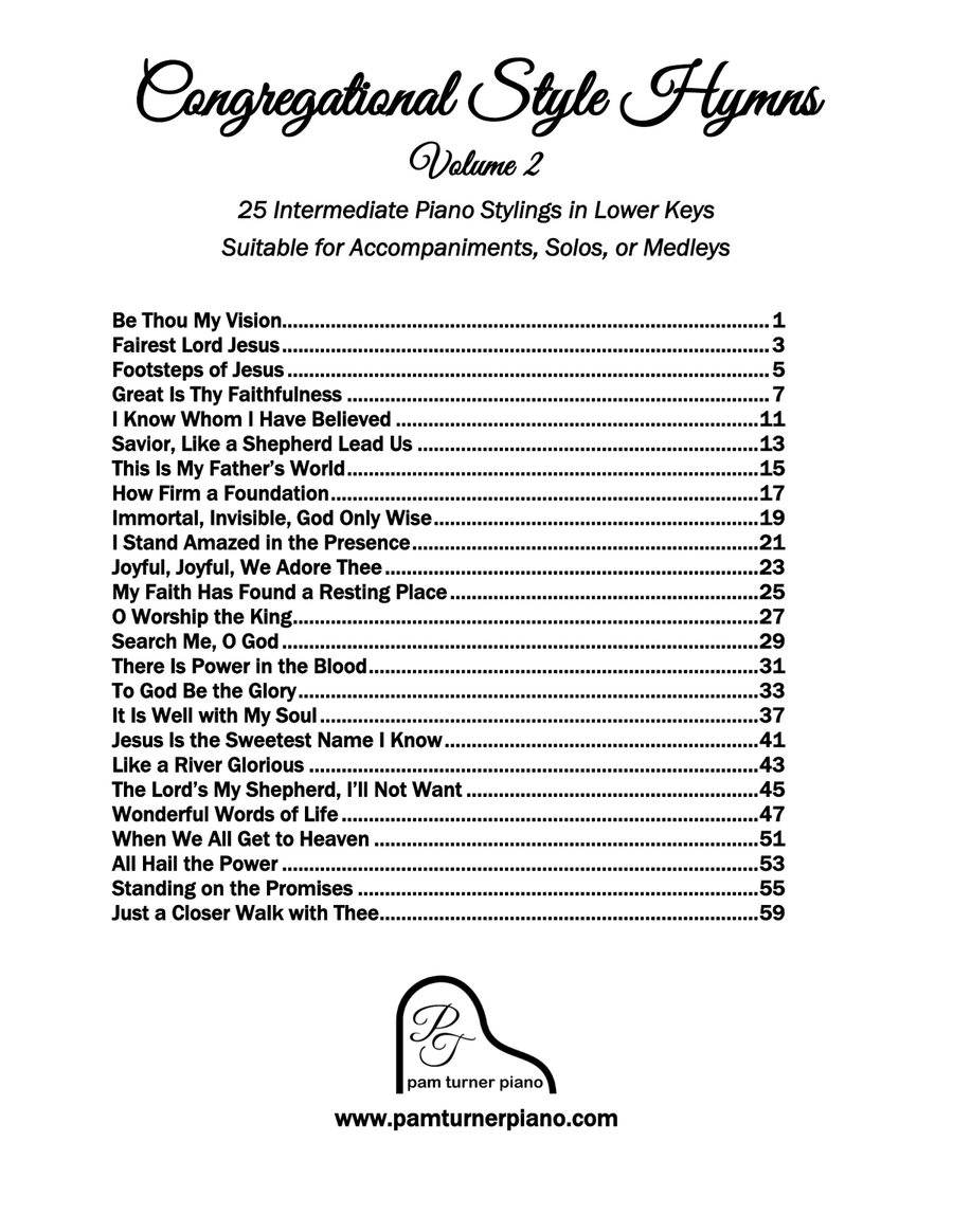 Congregational Style Hymns Vol. 2: 25 Intermediate Piano Stylings in Lower Keys Piano Solo scores gallery preview page 3