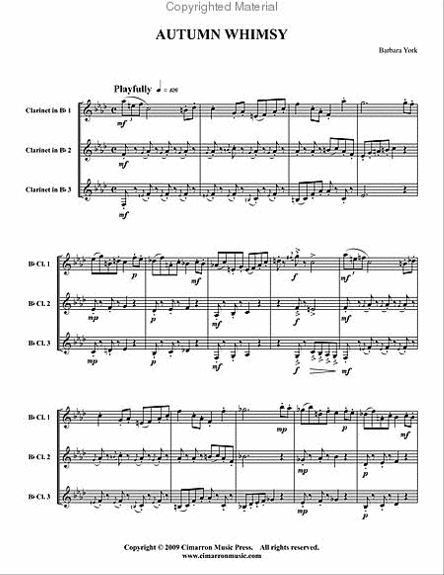 Autumn Whimsy Clarinet Trio scores gallery preview page 2