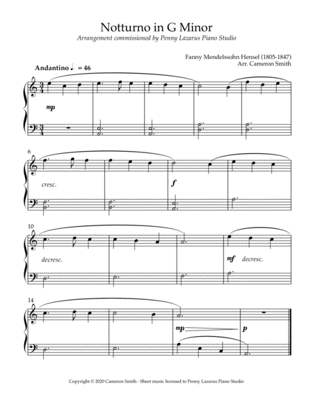 Notturno in G Minor - Level 2 piano arrangement image number null