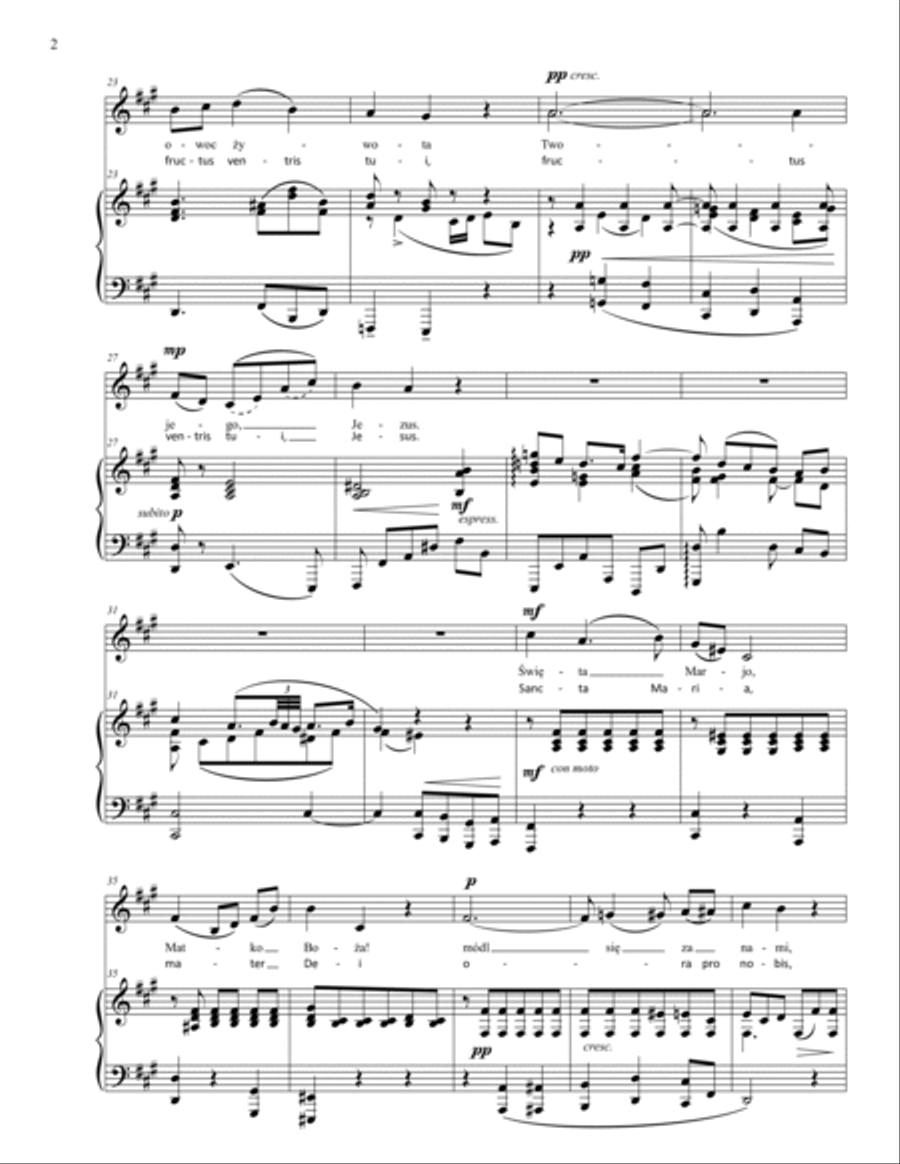 Ave Maria/Zdrowas Marjo Voice scores gallery preview page 2