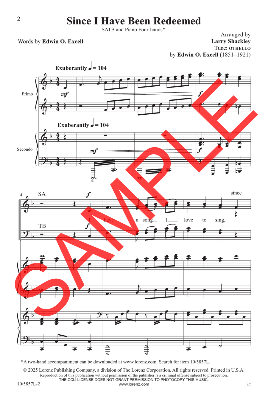 Since I Have Been Redeemed 4-Part scores gallery preview page 3