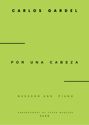 Book cover for Por Una Cabeza - Bassoon and Piano - W/Chords (Full Score and Parts)