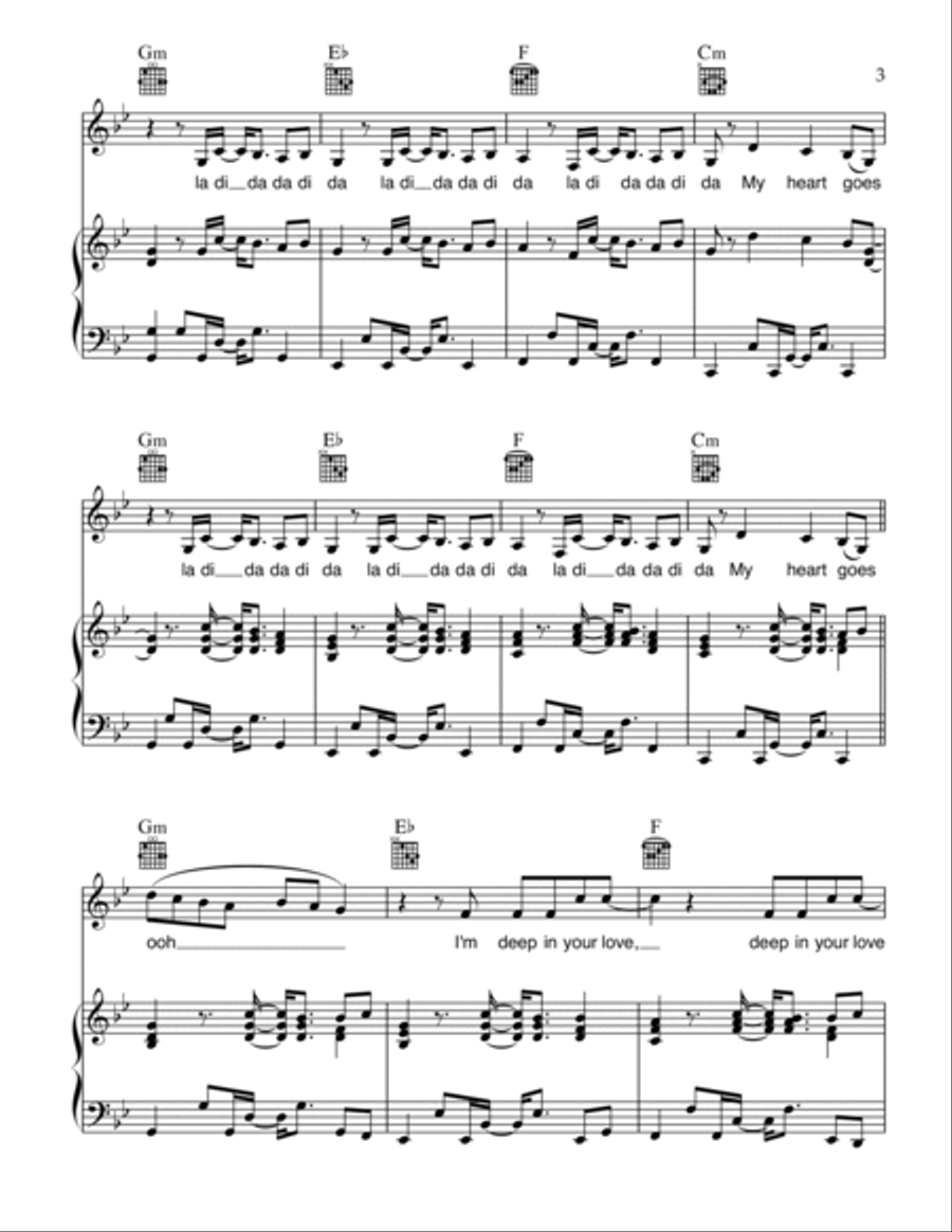 My Heart Goes (ladida) Piano, Vocal, Guitar scores gallery preview page 3