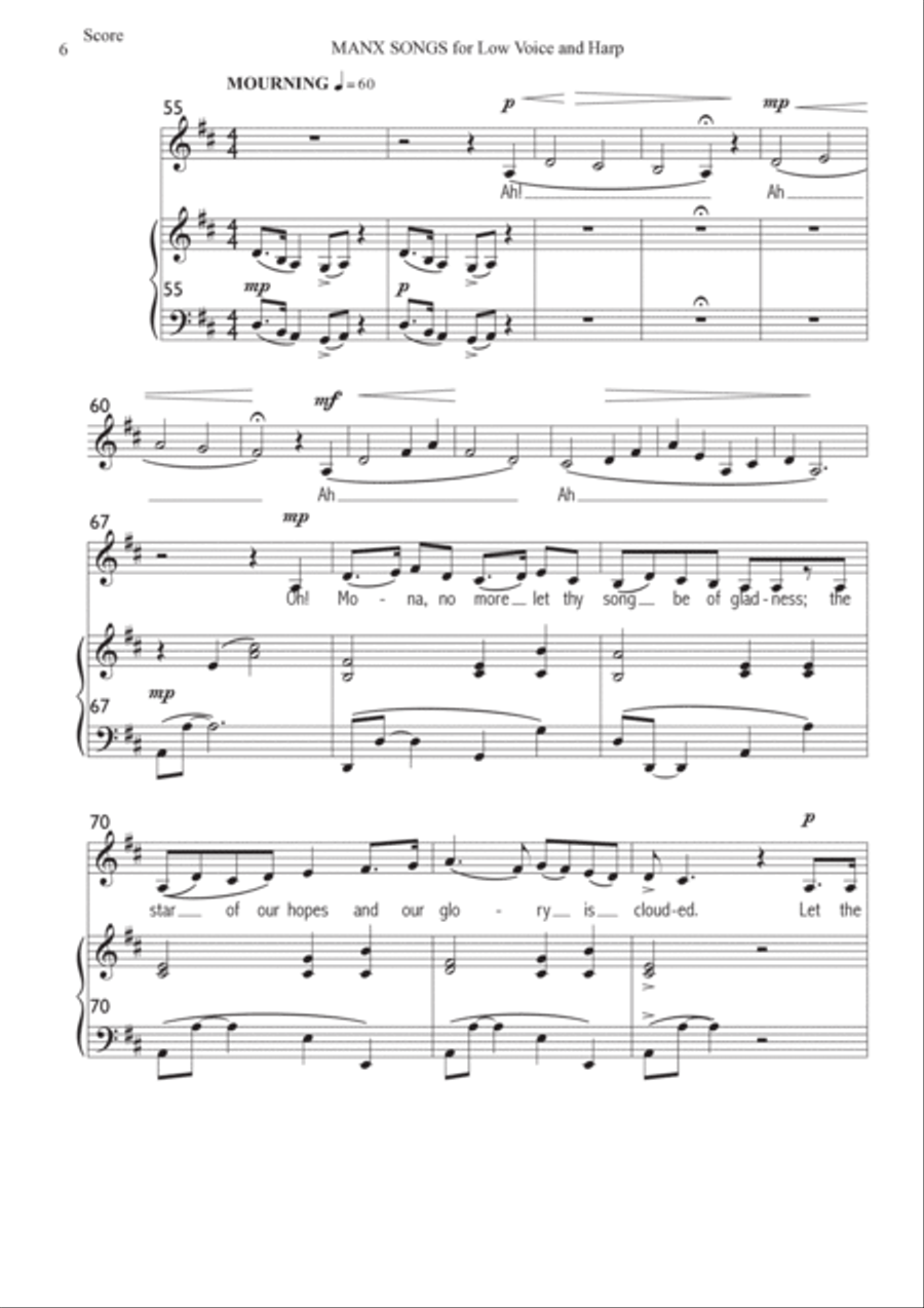 MANX SONGS for LOW VOICE & HARP (or pianoforte) Harp scores gallery preview page 6