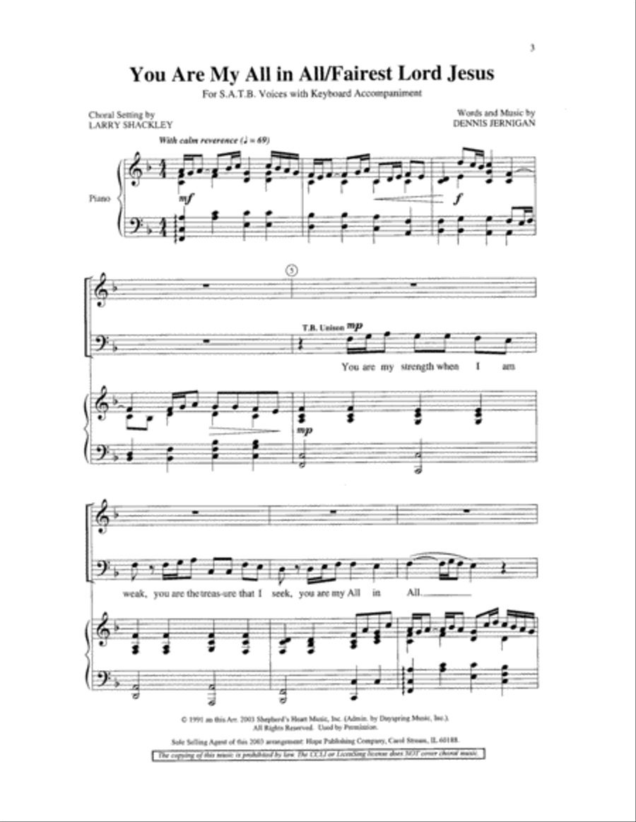 You Are My All in All/Fairest Lord Jesus 4-Part scores gallery preview page 3