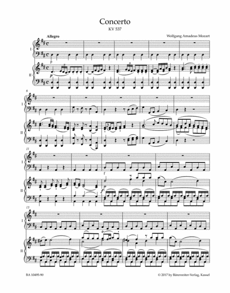 Concerto for Pianoforte and Orchestra no. 26 D major K. 537 "Coronation Concerto"