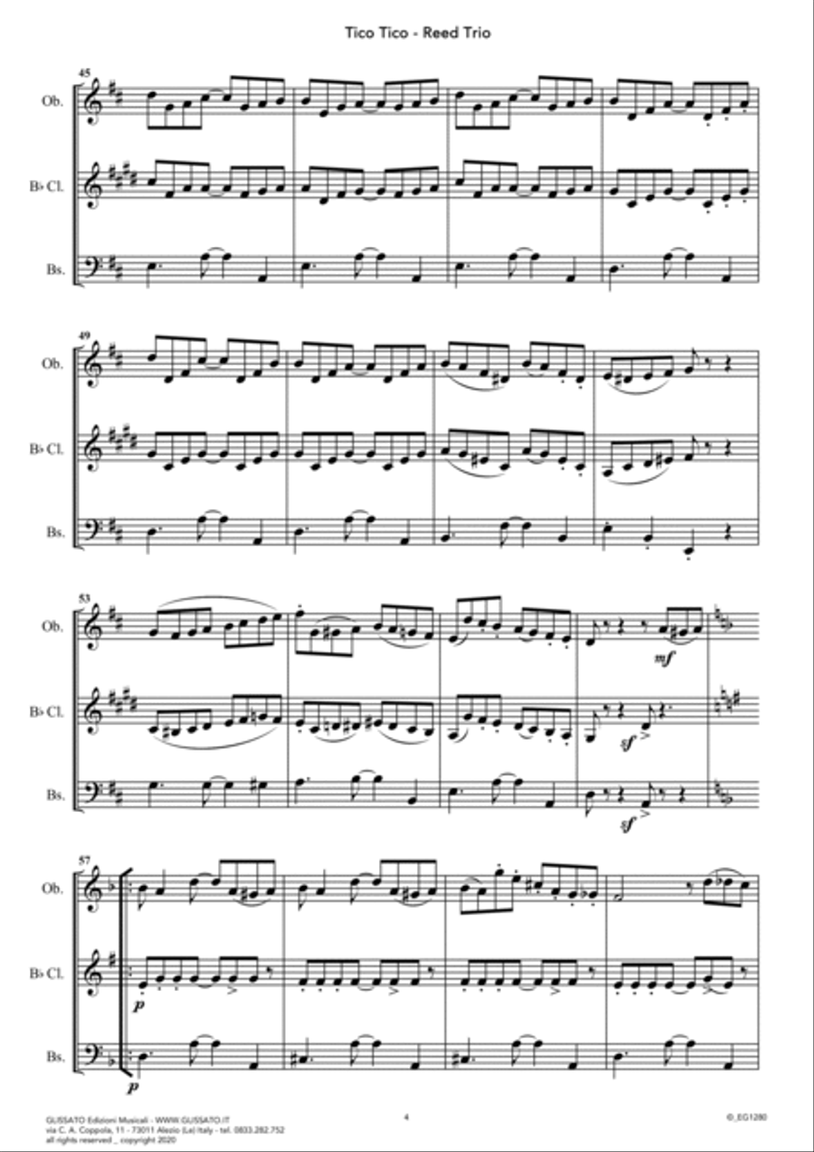 Tico Tico - flexible Reed Trio score & parts Woodwind Trio scores gallery preview page 5