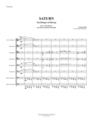 Book cover for Saturn from "The Planets" for 8-part Trombone Ensemble