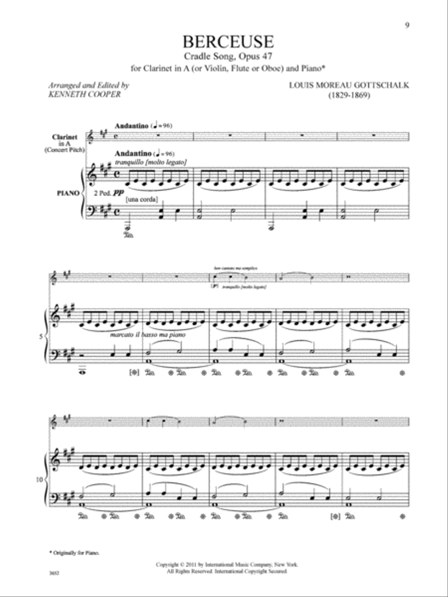 Berceuse (Cradle Song), Opus 47 A Clarinet scores gallery preview page 2