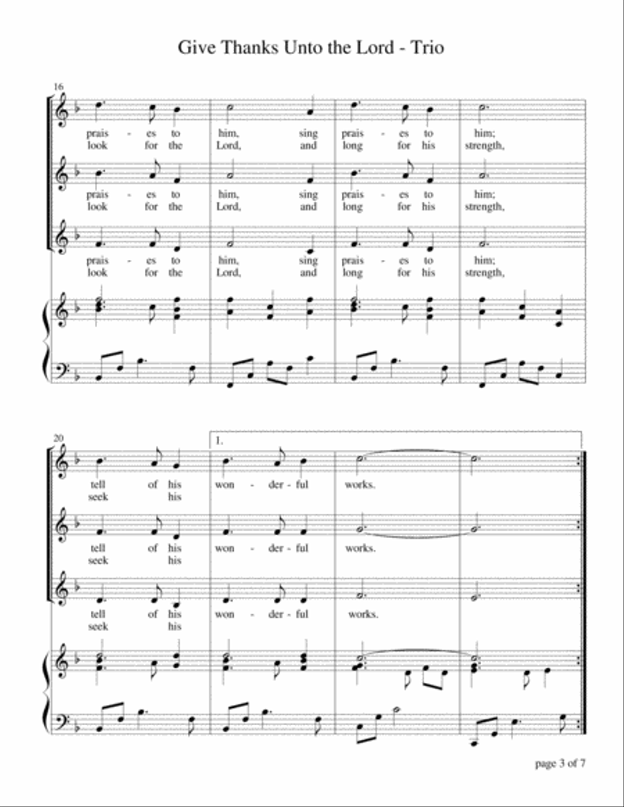 Give Thanks Unto the Lord (for SAA Choir with Piano Accompaniment) SSA scores gallery preview page 4