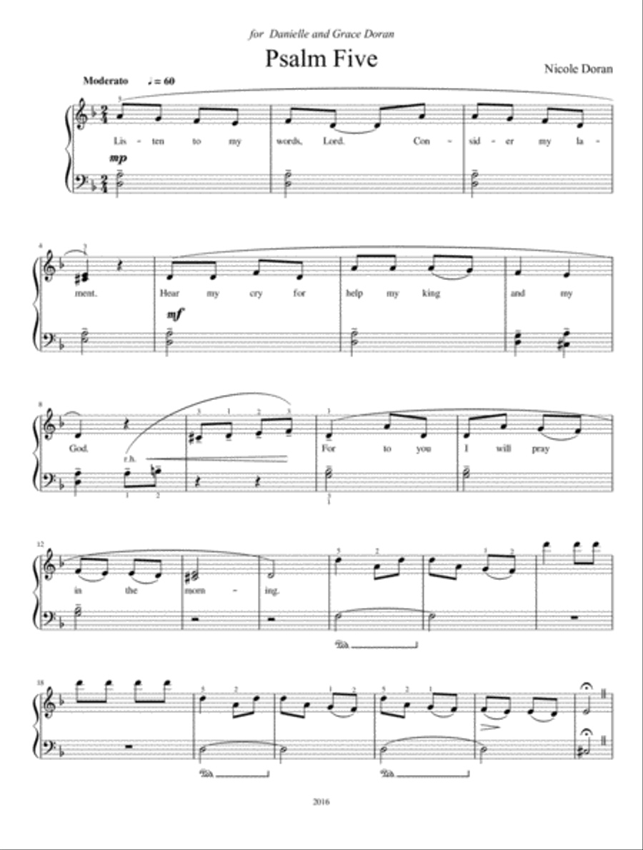 Psalm Five for voice and piano Voice Solo scores gallery preview page 1
