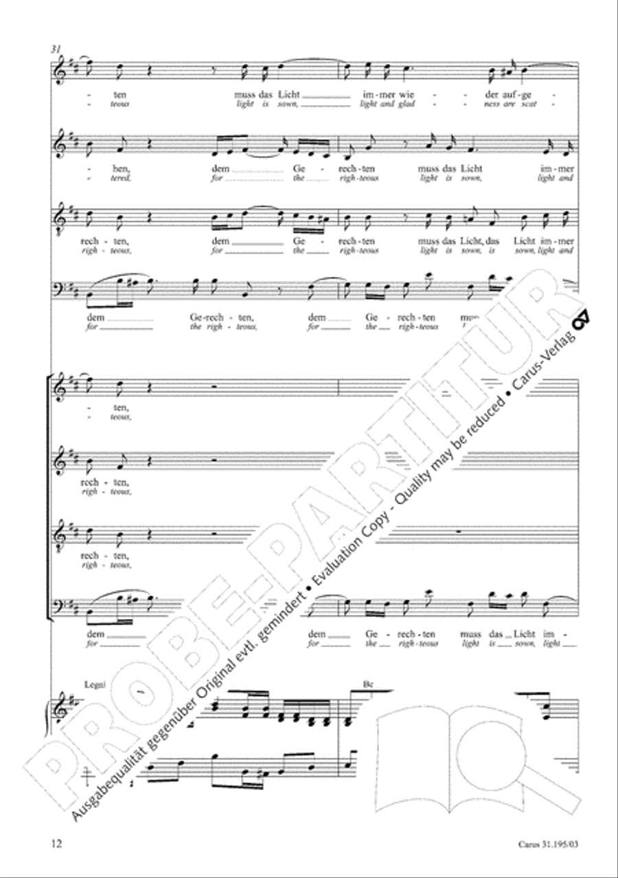 For the righteous light is sown (Dem Gerechten muss das Licht) 4-Part scores gallery preview page 13