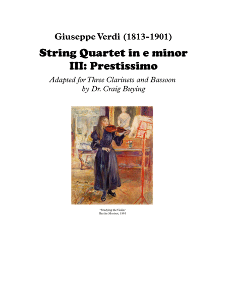 Verdi: Prestissimo from String Quartet in e for Three Clarinets and Bassoon image number null
