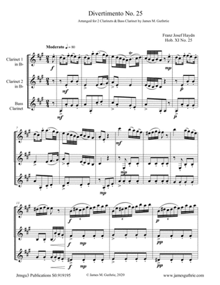 Haydn: Divertimento No. 25 Trio for 2 Clarinets & Bass Clarinet