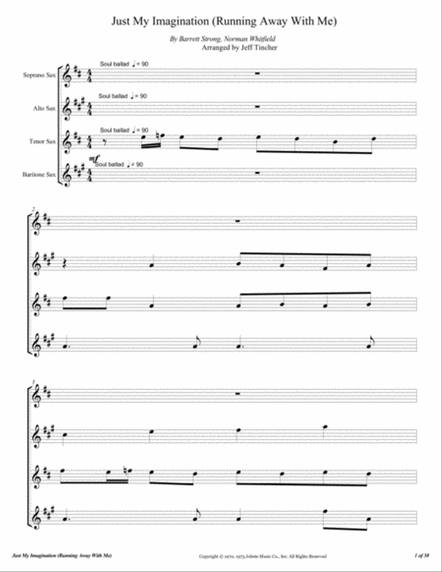 Just My Imagination (running Away With Me) Woodwind Quartet scores gallery preview page 2