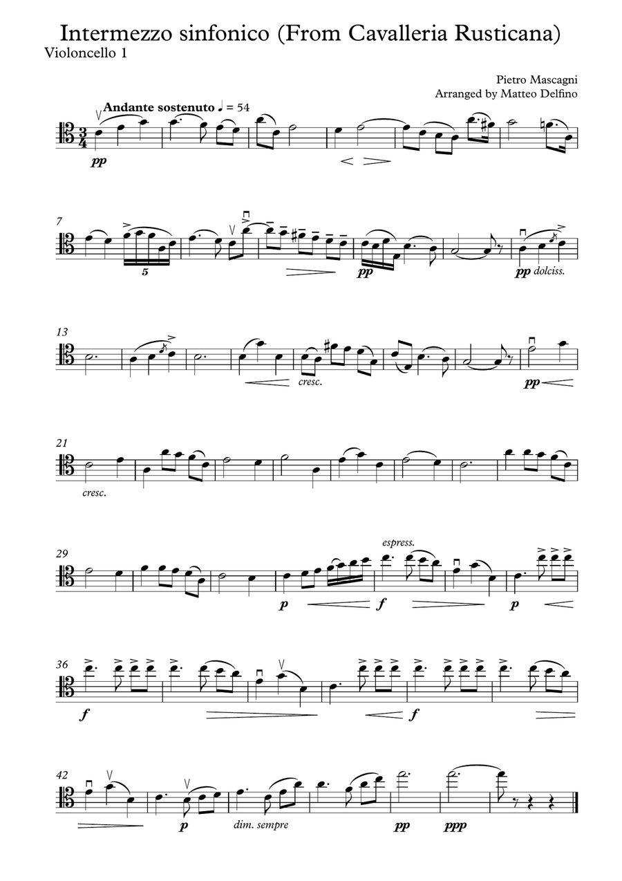 Intermezzo (From Cavalleria Rusticana) [Cello Quartet] Chamber Orchestra scores gallery preview page 6